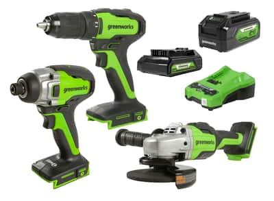 Greenworks 24V Drill Drive Grind 3 Piece 2.0/4.0Ah Kit — Combo Kits