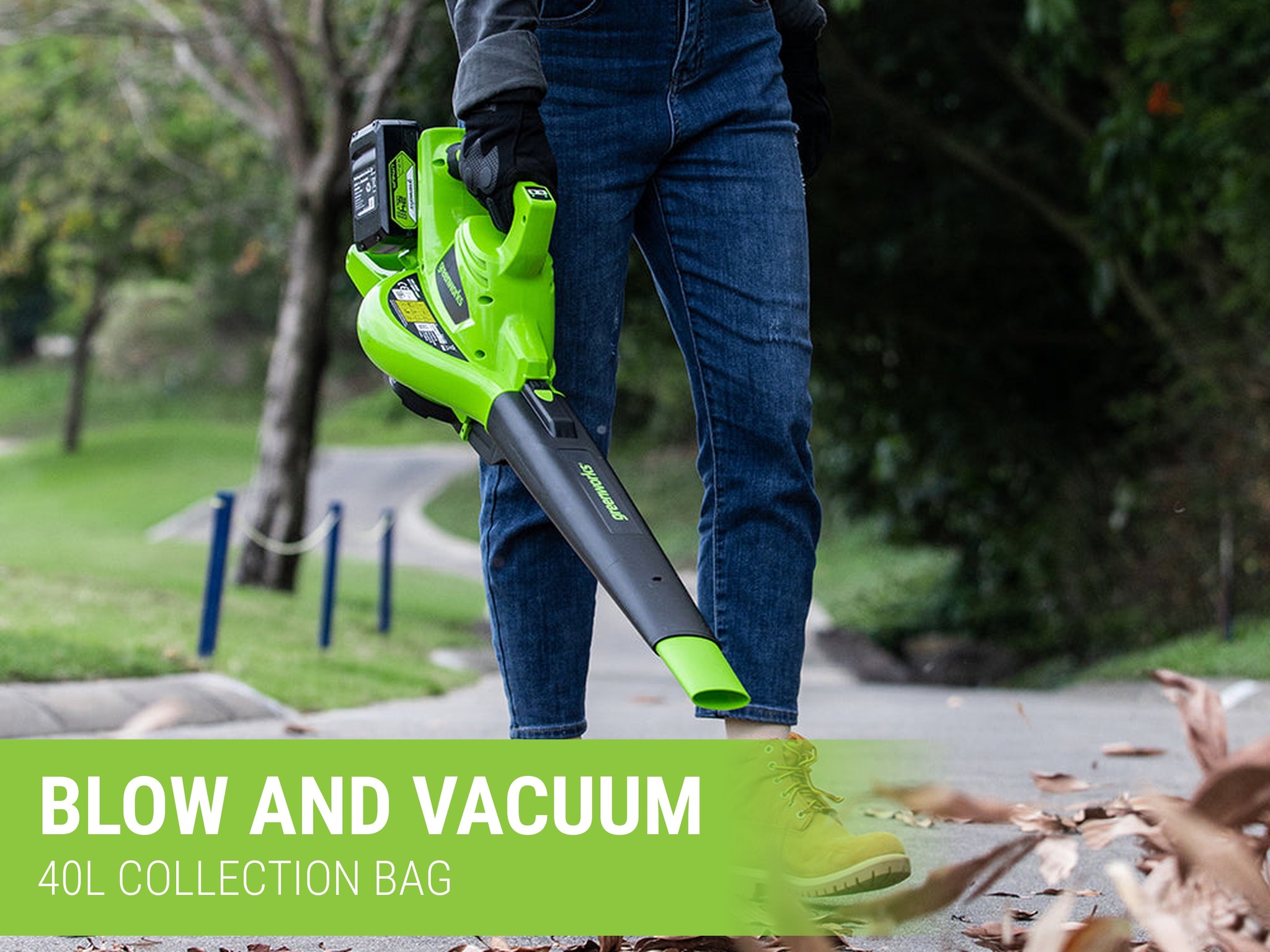Greenworks 24Vx2 Blower Vac 328CFM Skin — image 3