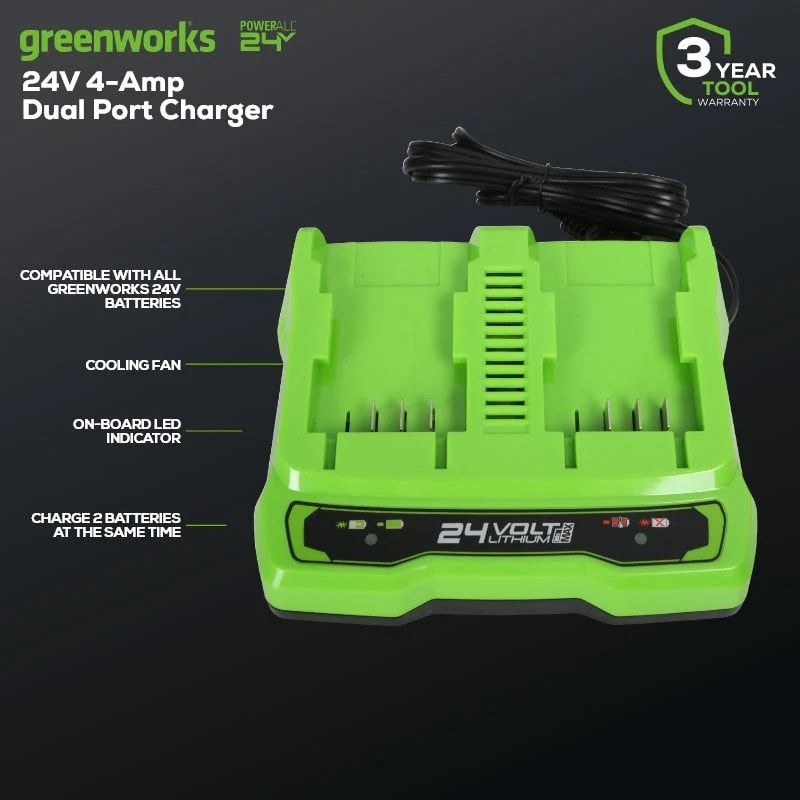 Greenworks 24V Li-Ion 4A Dual Port Fast Charger — image 2
