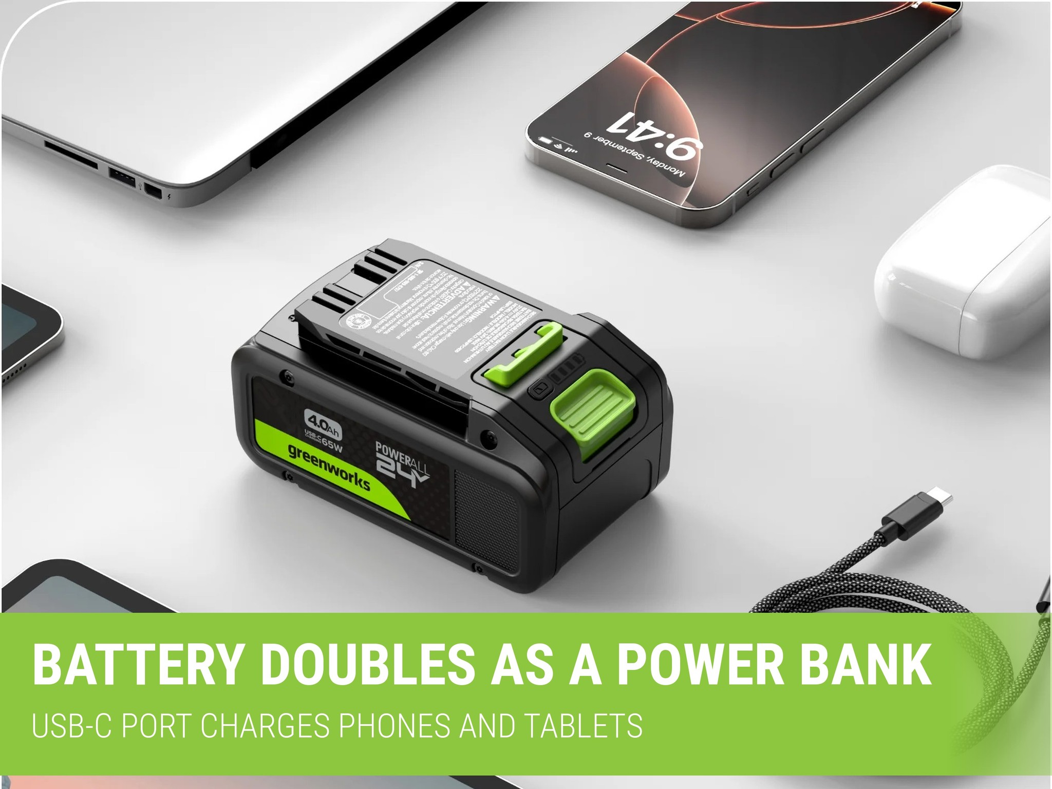 Greenworks 24V High Power Battery & Charger Kit  4.0Ah — image 3