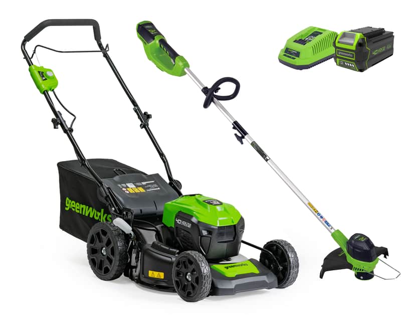 Greenworks 40V Lawnmower 460mm + Line Trimmer 4.0Ah Kit — main product image