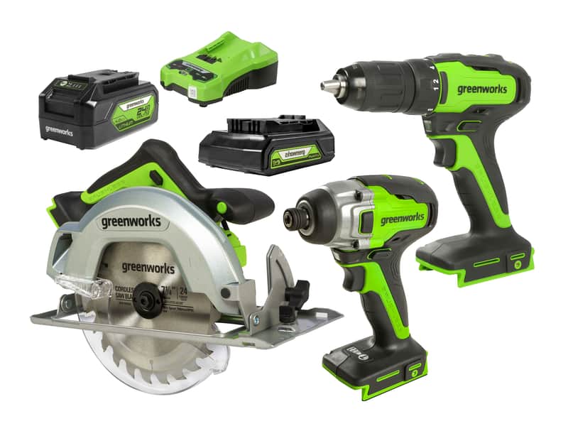 Greenworks 24V Drill Drive Saw 3 Piece 2.0/4.0Ah Kit — main product image